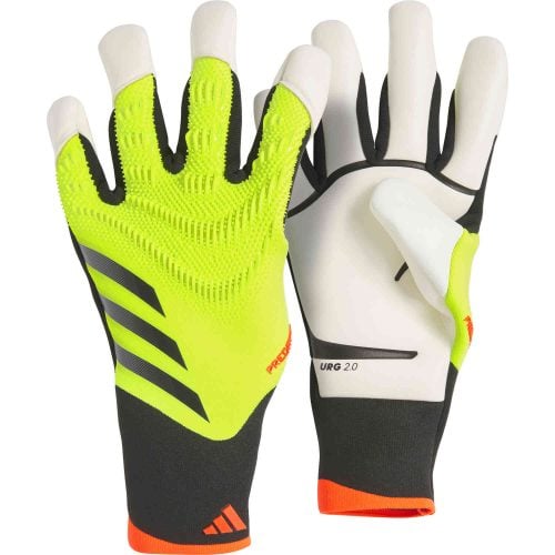 adidas Predator Pro Hybrid Cut Goalkeeper Gloves - Solar Yellow & Black with Solar Red