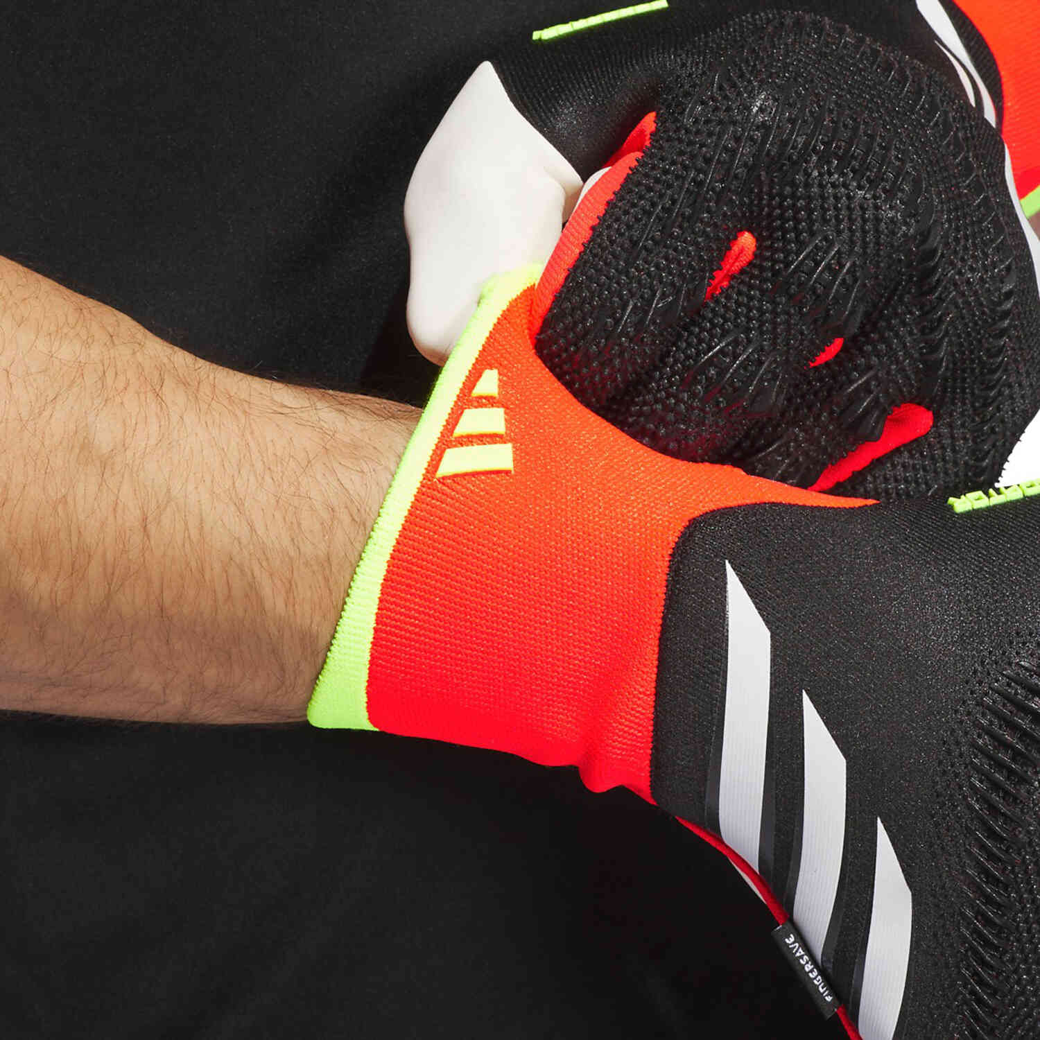 adidas Predator Elite Fingersave Goalkeeper Gloves - Black & Solar Red ...