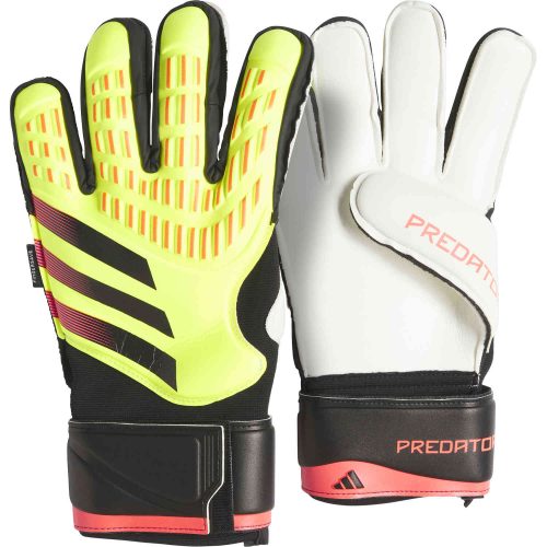 adidas Predator Match Fingersave Goalkeeper Gloves - Solar Yellow & Black with Solar Red