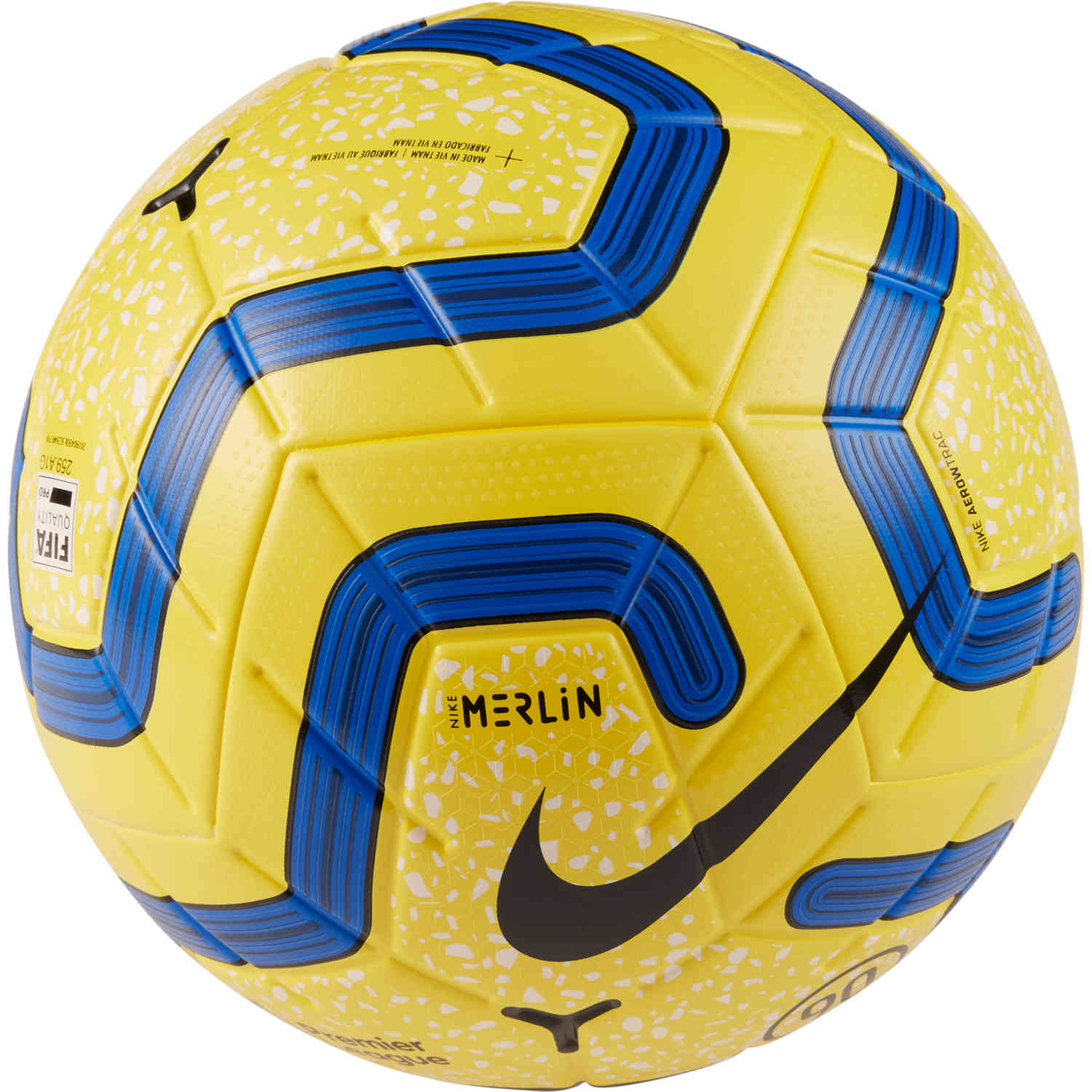 Nike Hi-vis Premier League Merlin Official Match Soccer Ball -  Yellow/Blue/Black - SoccerPro